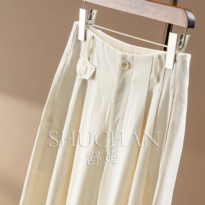 Early Autumn Cotton Baida Twill Conical Wide-leg Pants Women's 75B4  Pantalones Mujer Korean Fashion