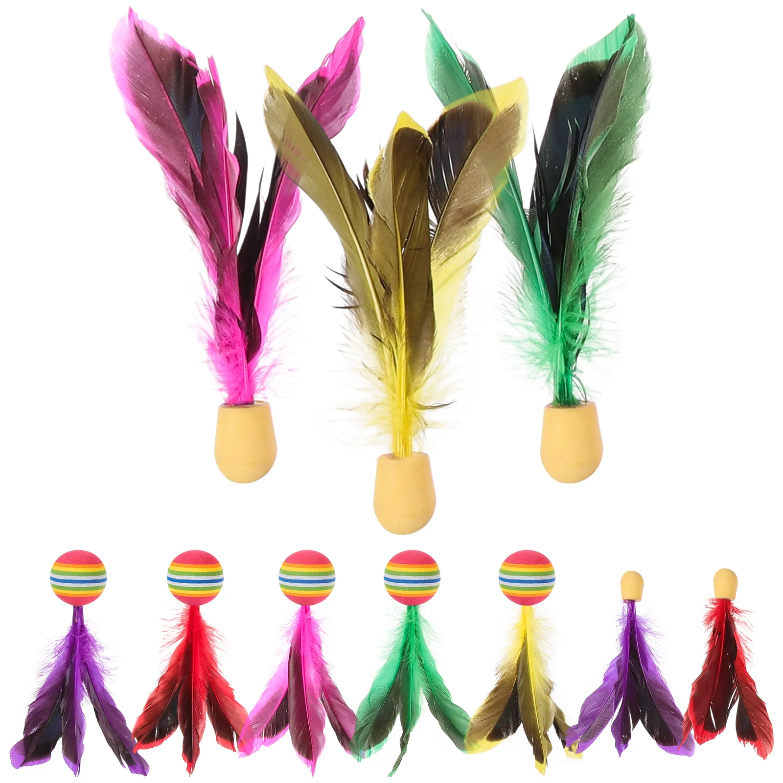 

10 Pcs Sponge Color Badminton Shuttlecocks 5 Small 5 Large Plastic Plume Impact Resistant Toy Cultivates Coordination