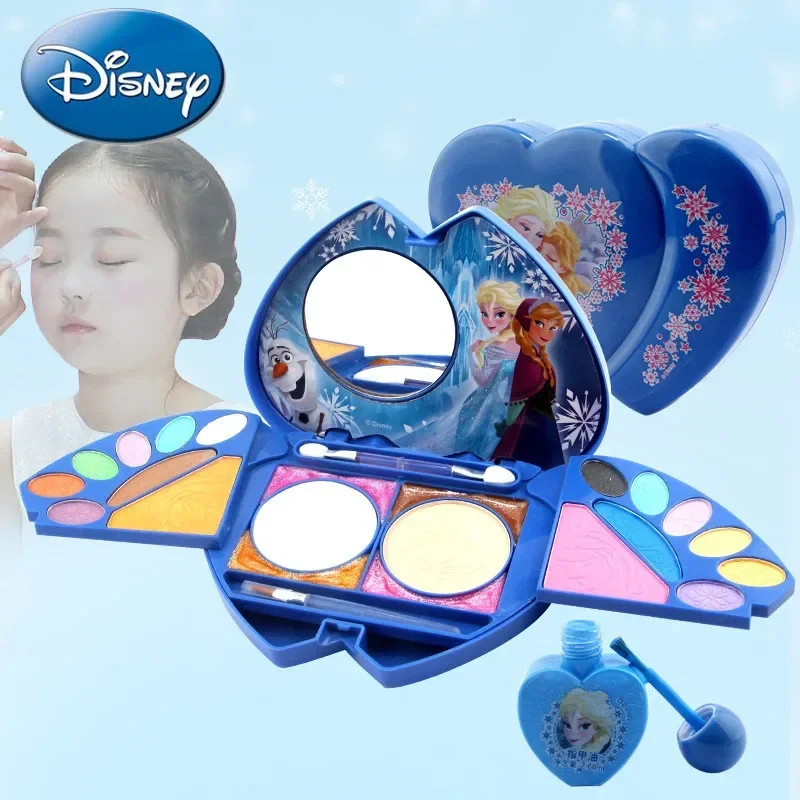 [Disney] Kids Cosmetics Frozen vanity box princess lipstick eye shadow blush nail polish for kids play house toys for girls gift