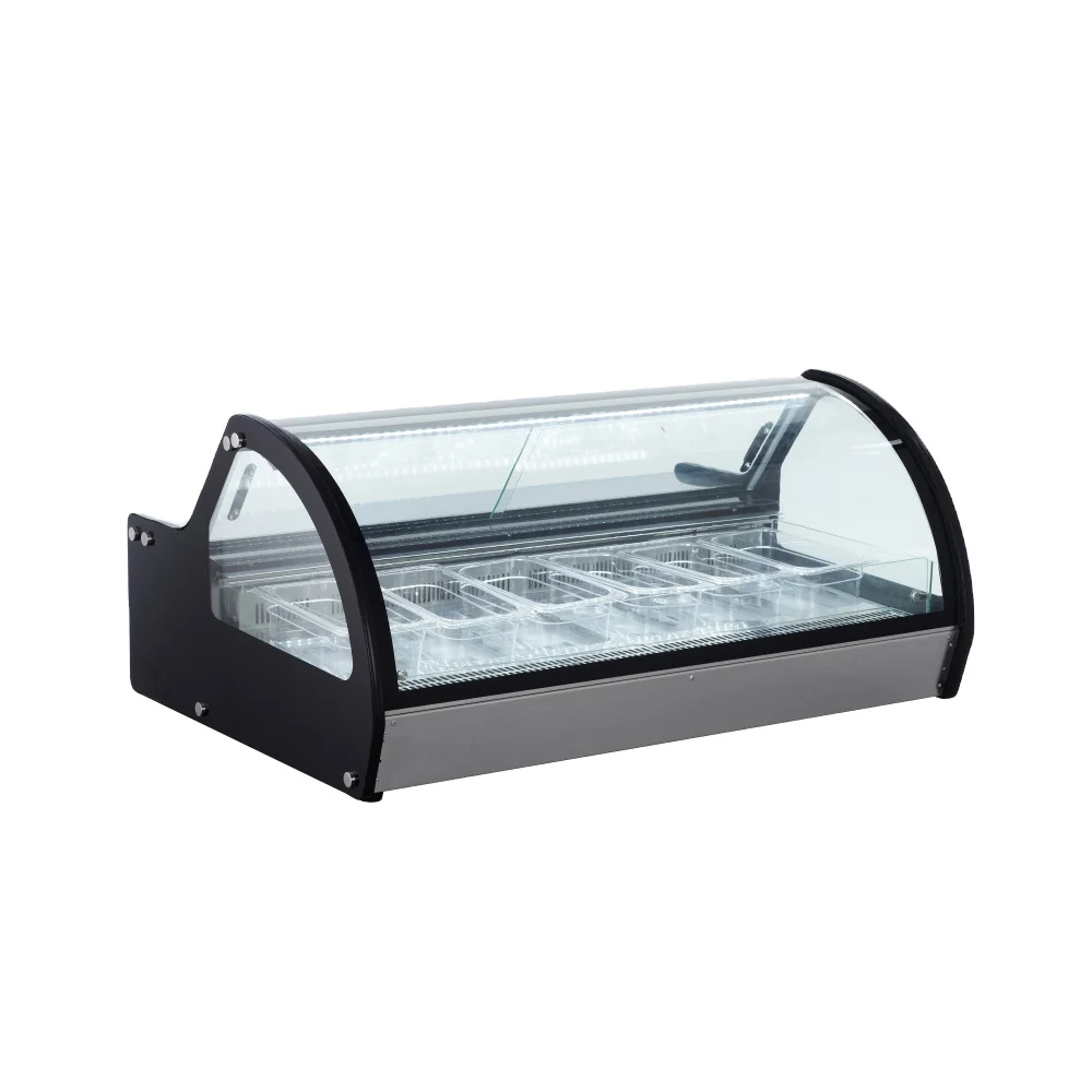 Smad Refrigerated Topping Rail with Glass Sneeze Guard Cover Ice Cream Dipping Cabinet showcase For DDS-122WBR(D-1)