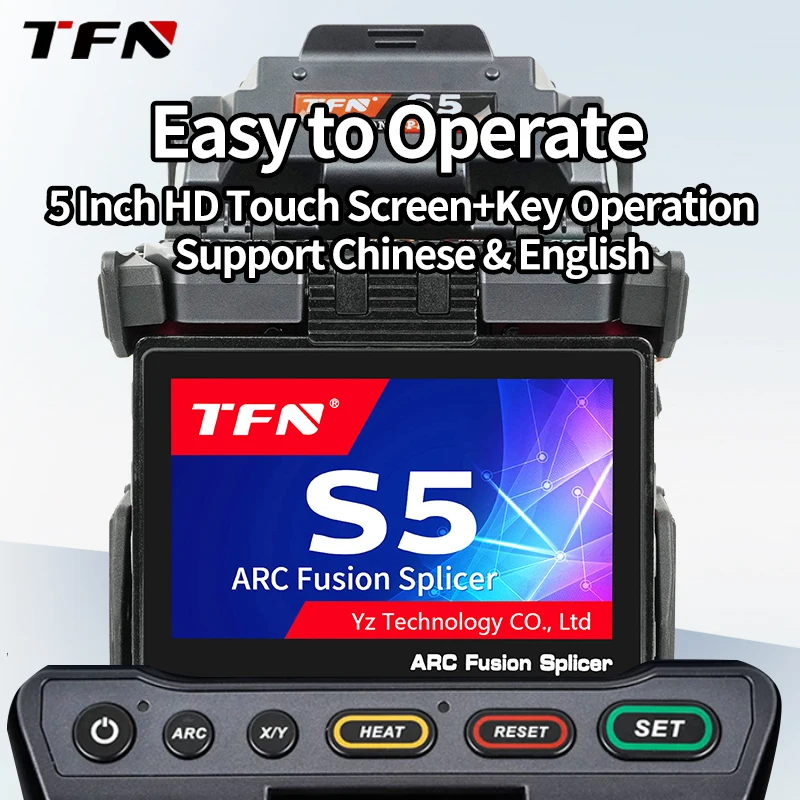 TFN S5 80KM Fiber Optic Splicing Machine Mainline 5.0 HD Touch Screen 5200mAh 240 Times  Optical Fiber Fusion Splicer