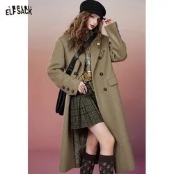 ELFSACK Korean Fashion Wool Coats Women 2023 Winter New Luxury Outwears