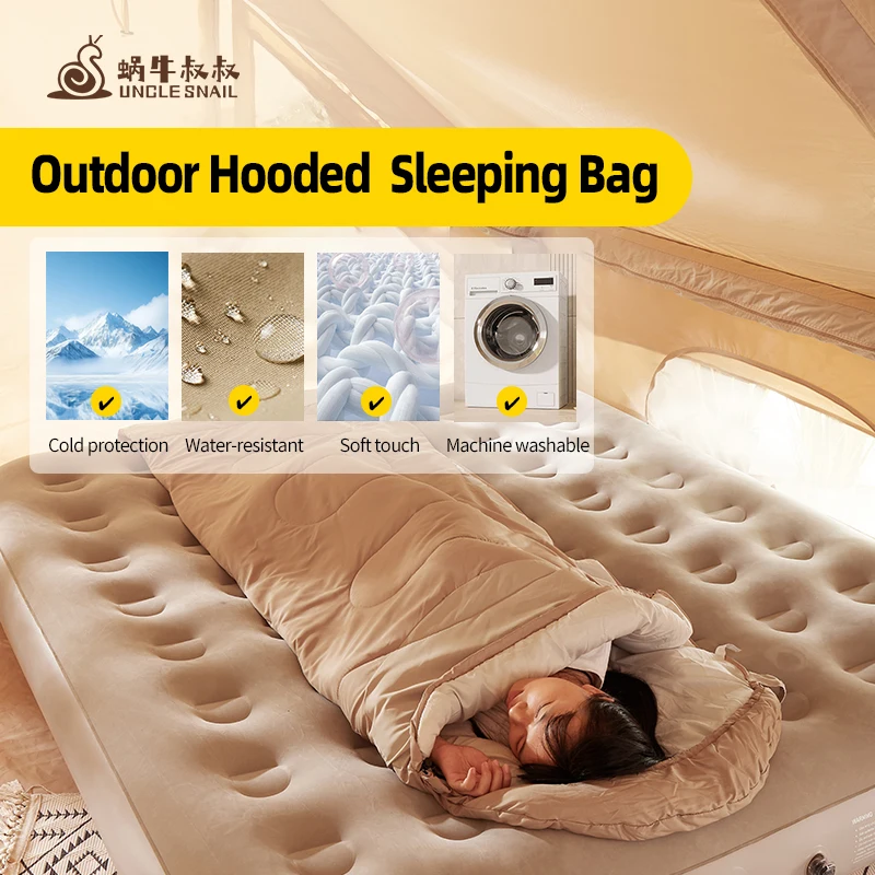 

Uncle Snail Sleeping Bag Adult Outdoor Travel Winter Four Seasons Warm Camping Single Dirty Cotton Sleeping Bag