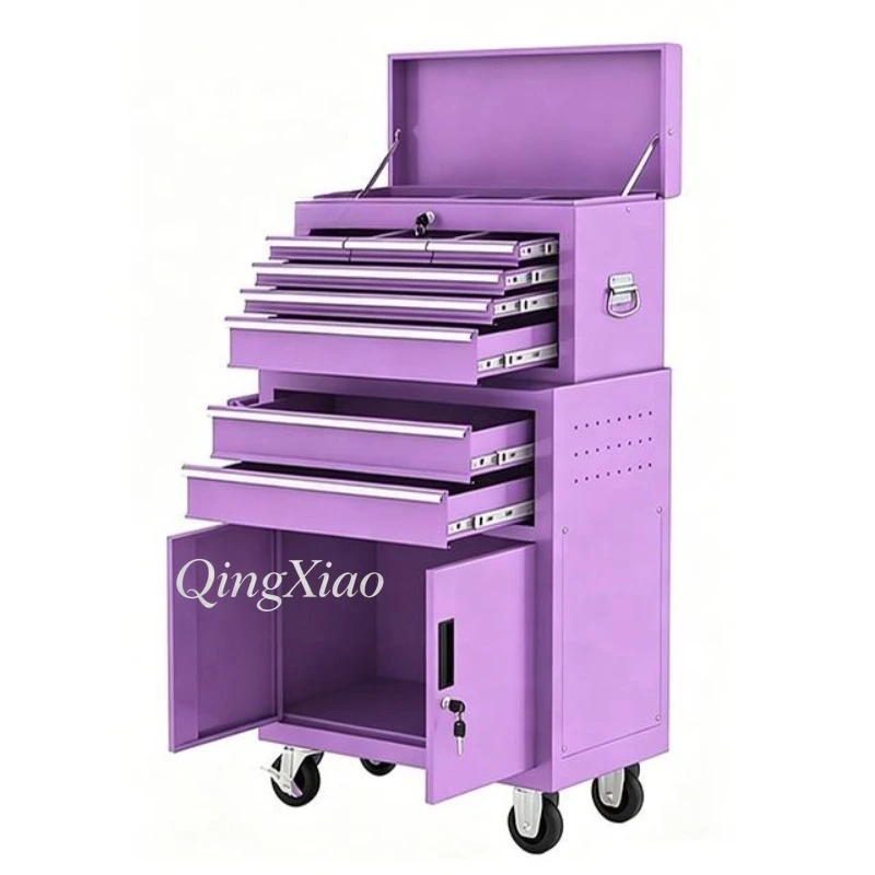 Split Combination Heavy Duty Tool Cart With Lockable Cabinet For Auto Repair Workshop Garage Mobile Service Trolley Equipment