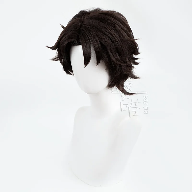 Game Identity V Puppetter Mattrias Chernin Cosplay Wig 35CM Brown Heat Resistant Synthetic Hair Cosplay Wigs Halloween Men Women