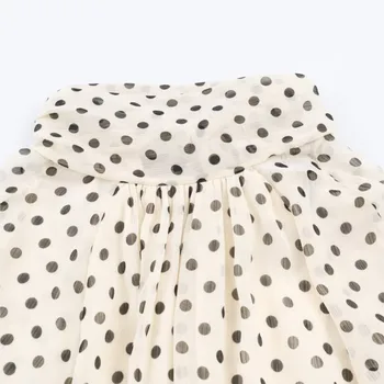 Polka Dot Print Blouse 6 Women Polka Dot Print Blouse Casual High Collar Long Sleeve Lady Top Simple Women's Blouse Female Shirts & Blouses 6