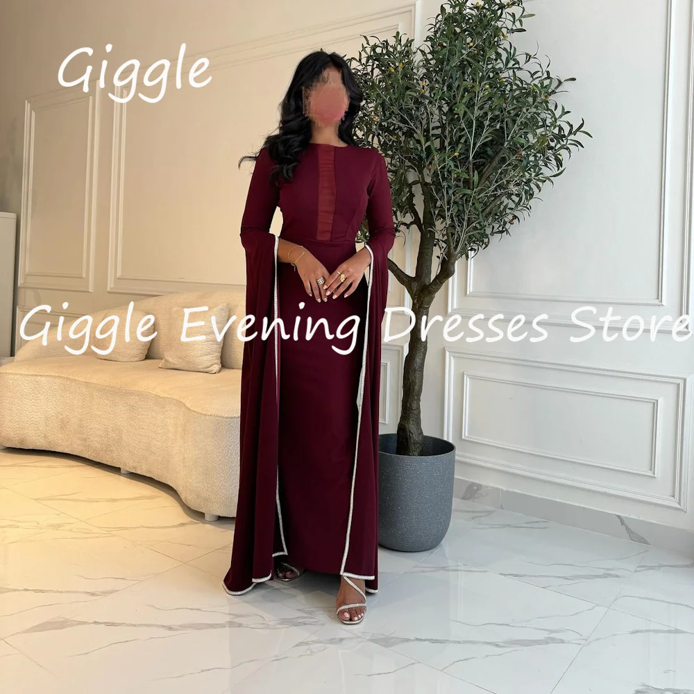 

Giggle Satin Mermaid O-neck Ruffle Formal Elegant Prom Gown Ankle Length luxury Evening Pretty Party Dresses for Women 2023