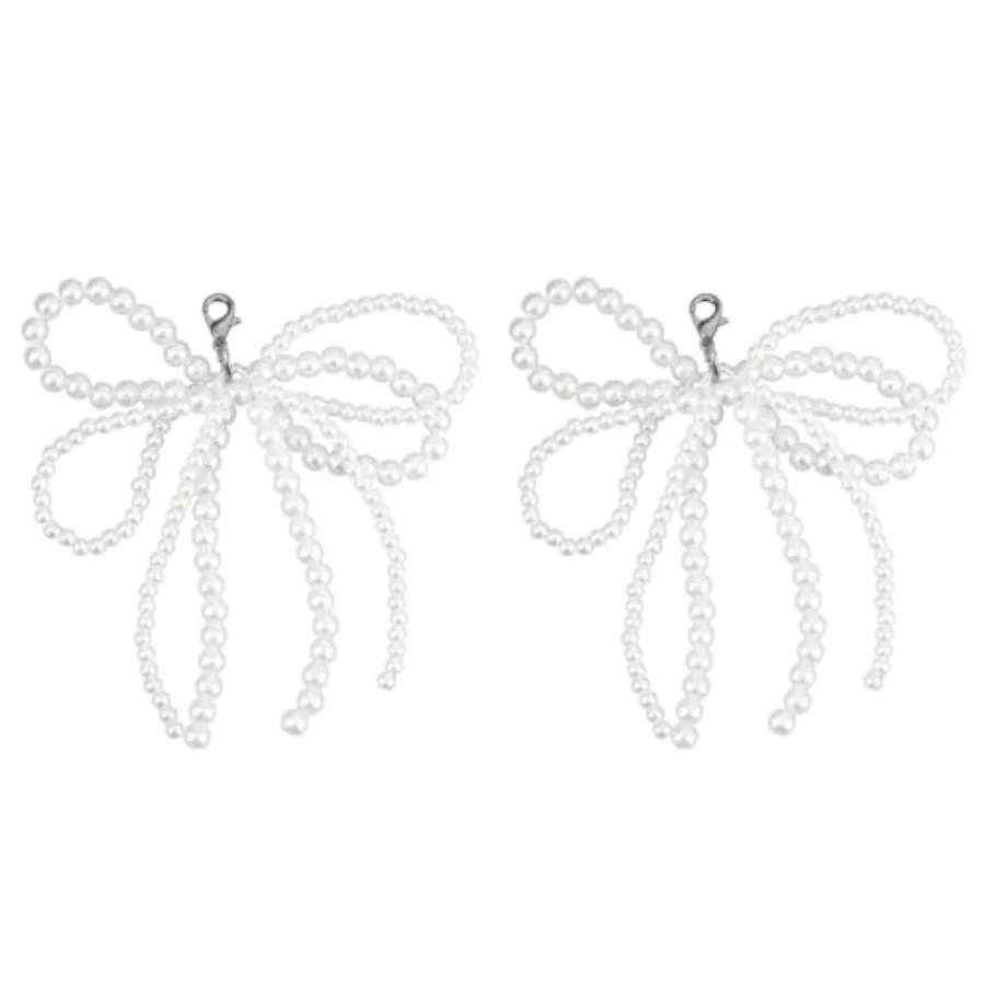 

2 Pcs Pearl Bow Shoes Charm Pearl Bowknot Keychain for Purse Shoe Dration Cute Keychain for Women Key Ring Accessories for Shoe