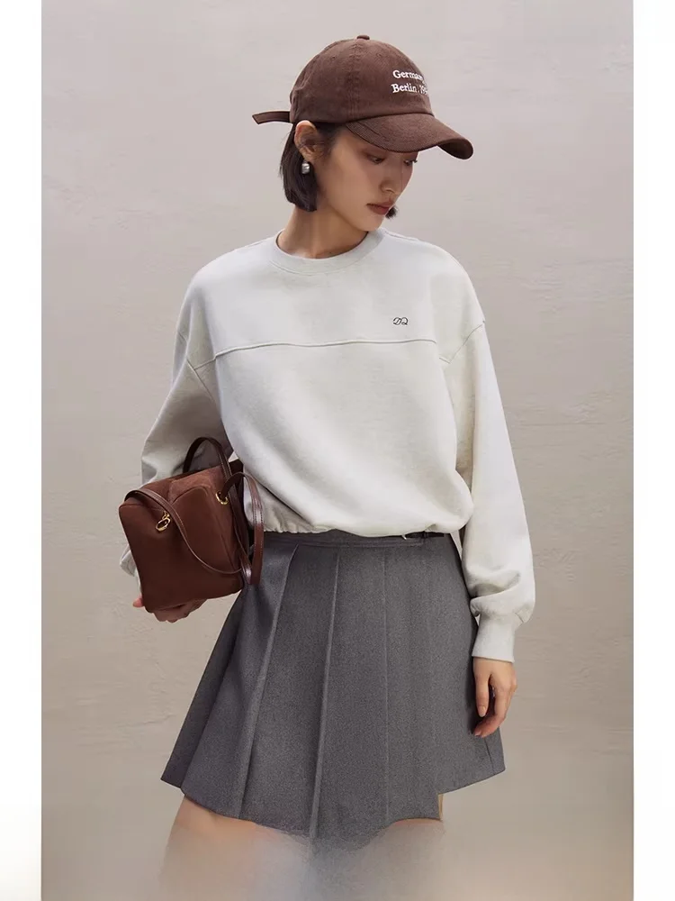 

Женская толстовка с круглым вырезом и инфракрасным подогревом, модная, весенне-осенняя, из смесового хлопка и полиэстера, с длинными рукавами