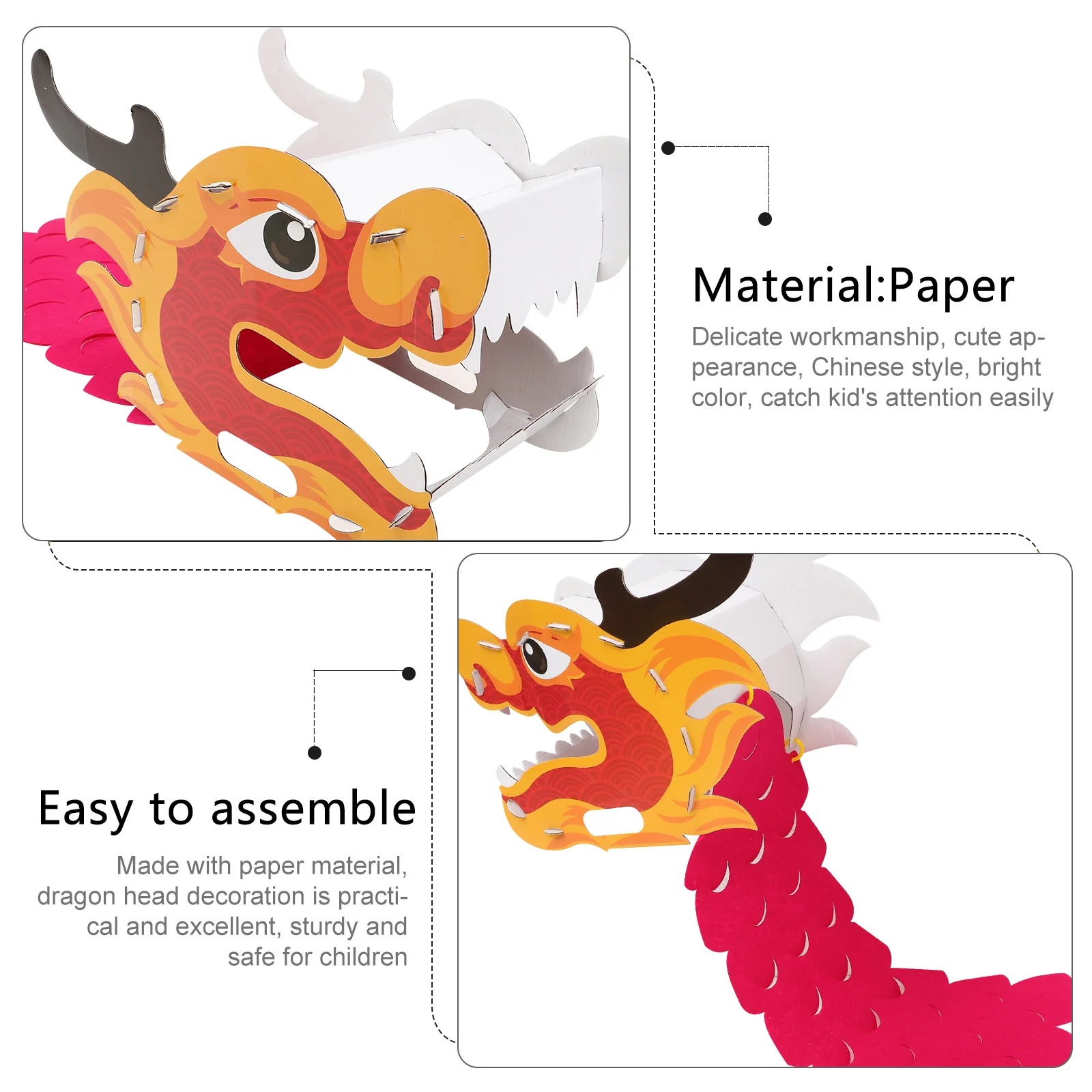 

1Set DIY Wearable Dragon Head for Children Proper for Crafting Promote Teamwork Awareness Hands-on Skills Dragon Head