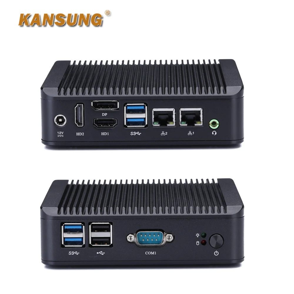 Kansung K177S Intel Pentium J3710 Braswell Quad Core 2 LAN 2 HD 1 порт дисплея 1 RS232 COM безвентиляторный мини-ПК x86 Barebone