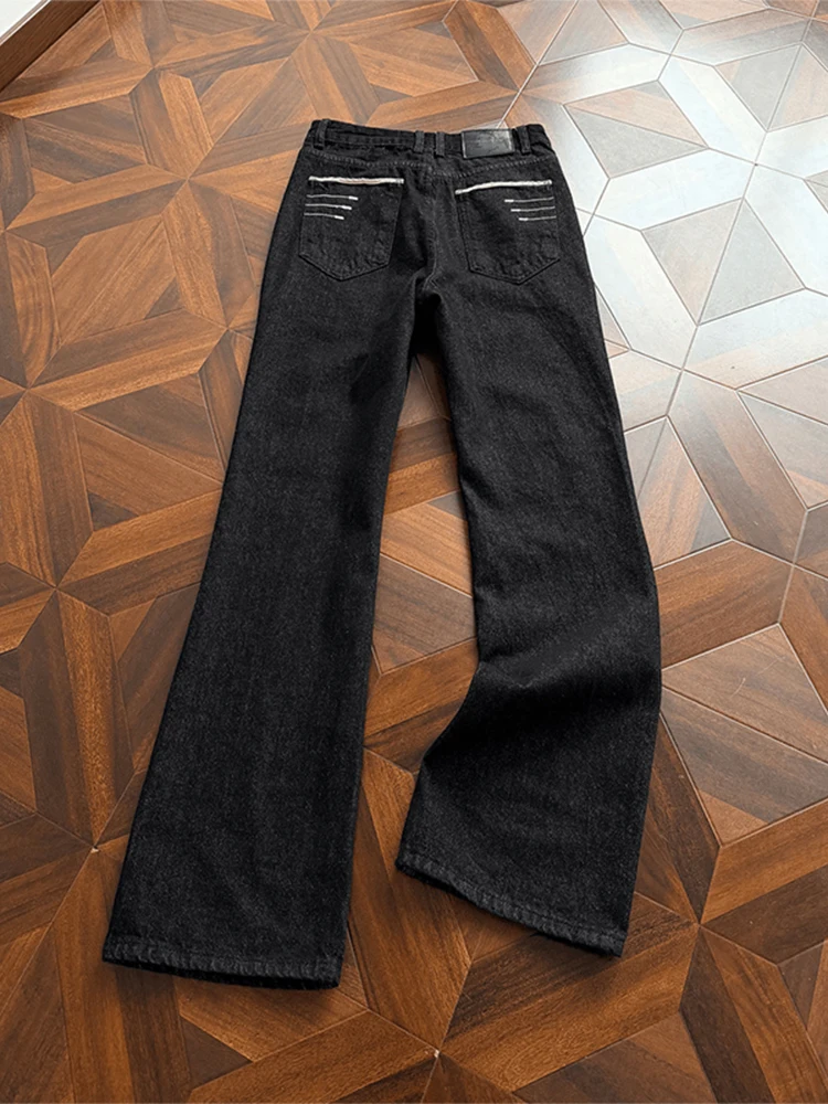 

Original Blue Ear Men's Straight Leg Jeans American Retro Clean Fit Slimming Bootcut Pants mid Waist Zipper Closure Youth Trend