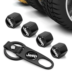 Car Wheel Tire Valve Stems Cap With Keychain Keyring Badge For Jeep Cherokee XJ SRT Renegade Compass Wrangler Patriot Trail Hawk