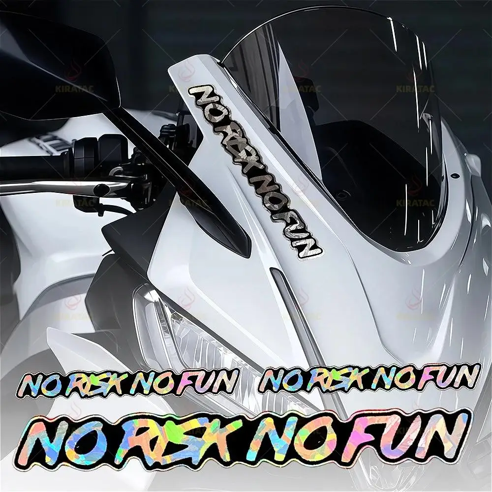3Pcs Car Motorcycle Scooter Windshield Decor Holographic No Risk No Fun Waterproof Vinyl Stickers Decals For