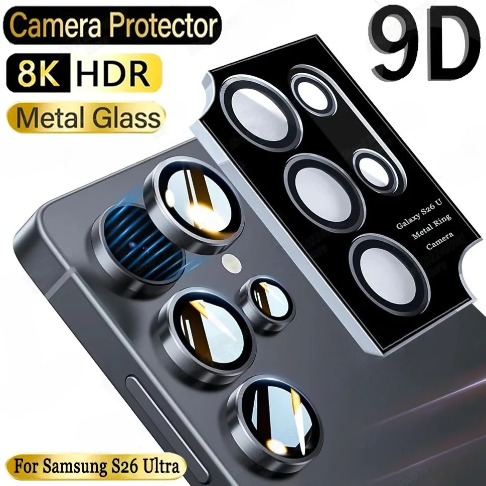 

Металлическая защитная пленка для объектива камеры Samsung S26 Ultra S23 S22 Plus S24 S23 FE S25 Ultra, полное покрытие, защитное стекло для объектива телефона