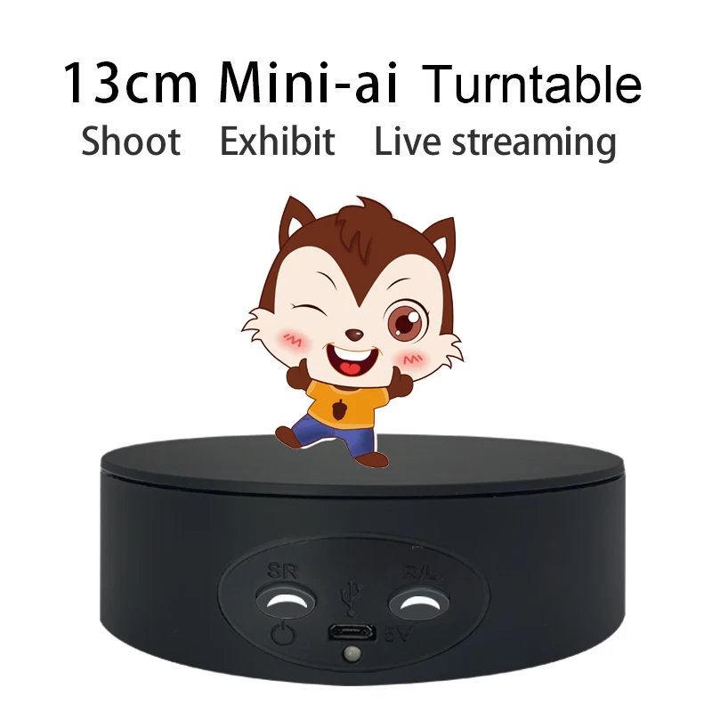 Xiaoai 13cm Mini Rotating Display Stand - 360° Cute Turntable Showcase for Cosmetics Collectibles Smartphones (White)