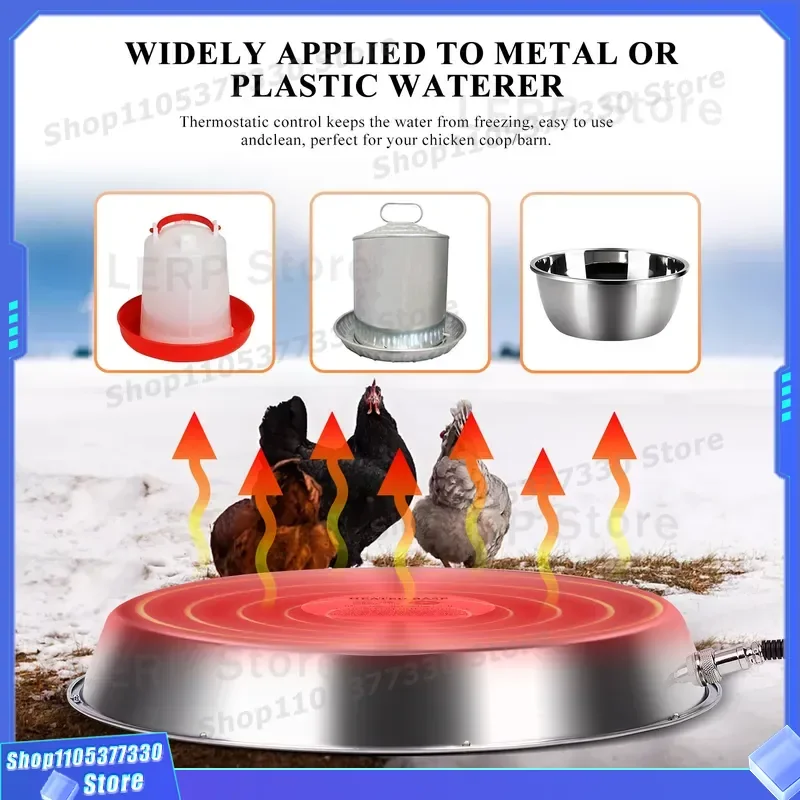 Winter Poultry Heating Base for Chicken Duck Goose Drinking Water Heater Automatic Chute Farm Pet Supplies Coop Accessories