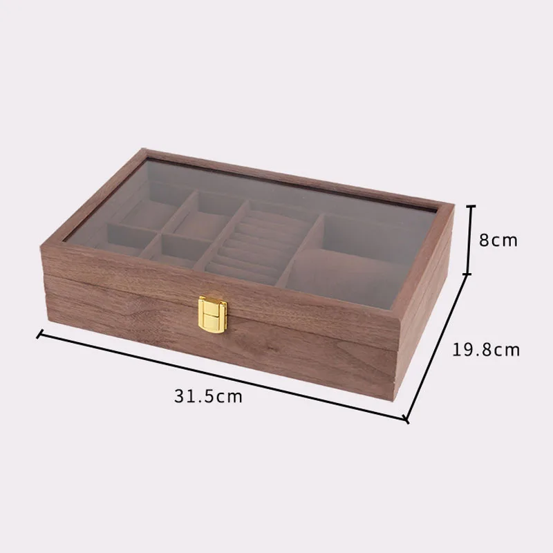 Jewelry Box Organizer For Women Men Watch Case with Removable Tray Wood Jewellery Storage Holder Display for Watches Rings