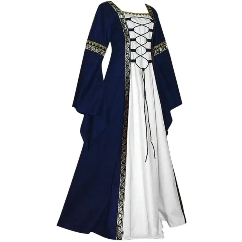 여성 중세 우아한 드레스 코트 공주 의상 르네상스 중세 할로윈 저녁 긴 가운 붕대 고딕 Ve TU4373