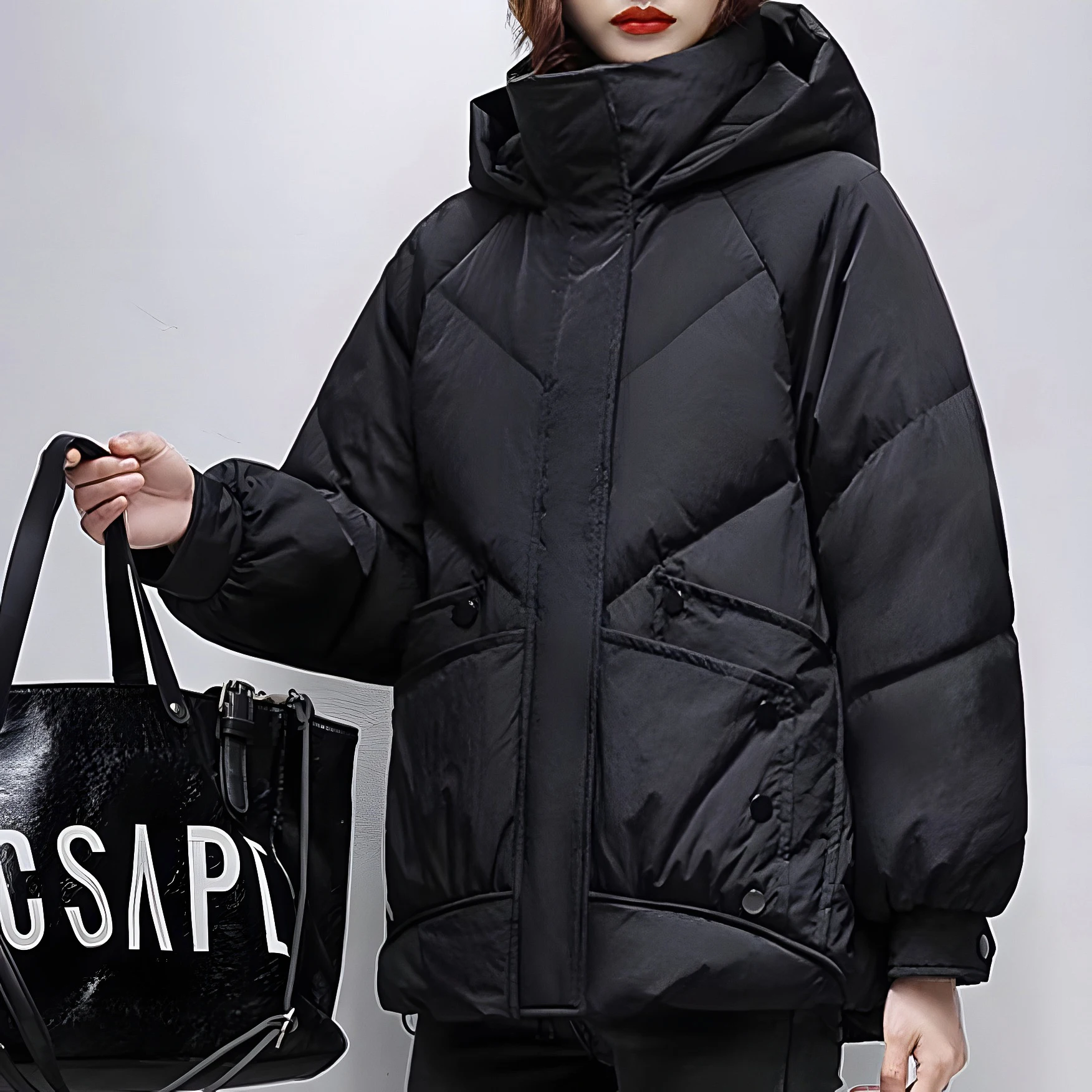 Damen Premium Thiened Down Jaet Wintermantel Casual Sle Koreanische Version Anti-Kälte-Baumwollmischung Long Sve Reißverschluss