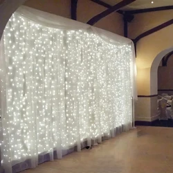 Cortina de luces Led de hadas con control remoto, guirnalda de luces para ventana, dormitorio, hogar, habitación, boda, fiesta, decoración de Navidad, 8 modos