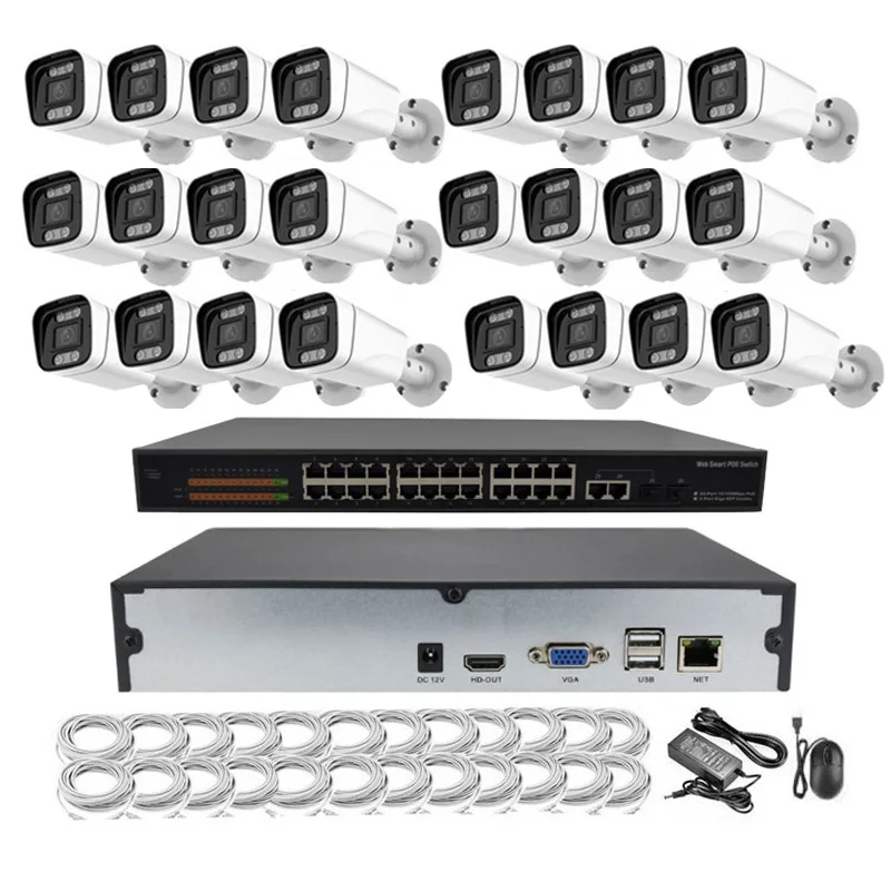 Xmeye Camera  24 ch 6MP POE NVR KIT  IP Camerawith Two Audio Face Recognition Security Camera System Connected to App