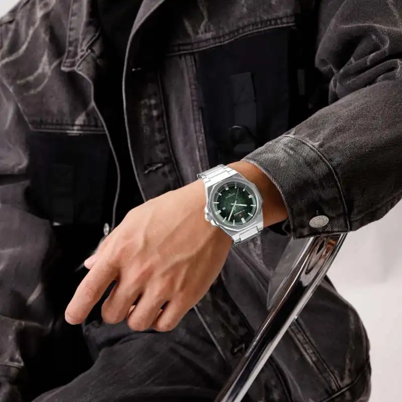 NAVIFORCE 9245 Jam Tangan Kuarsa Pria Modis Jam Tangan Bisnis Kasual Tali Baja Tahan Air Bercahaya Kalender untuk Pria Reloj Hombre