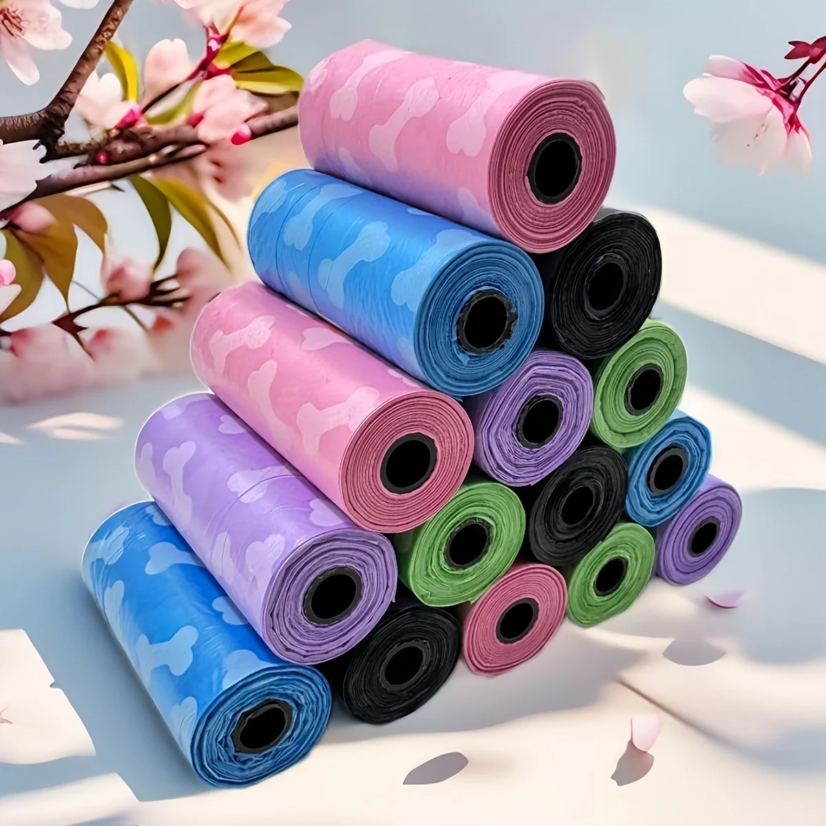 10/20 قطعة من أكياس قمامة الكلاب المطبوعة على شكل عظمة - أكياس سميكة ومتينة ومقاومة للرائحة للحيوانات الأليفة بألوان عشوائية للكلاب والقطط الداخلية والخارجية