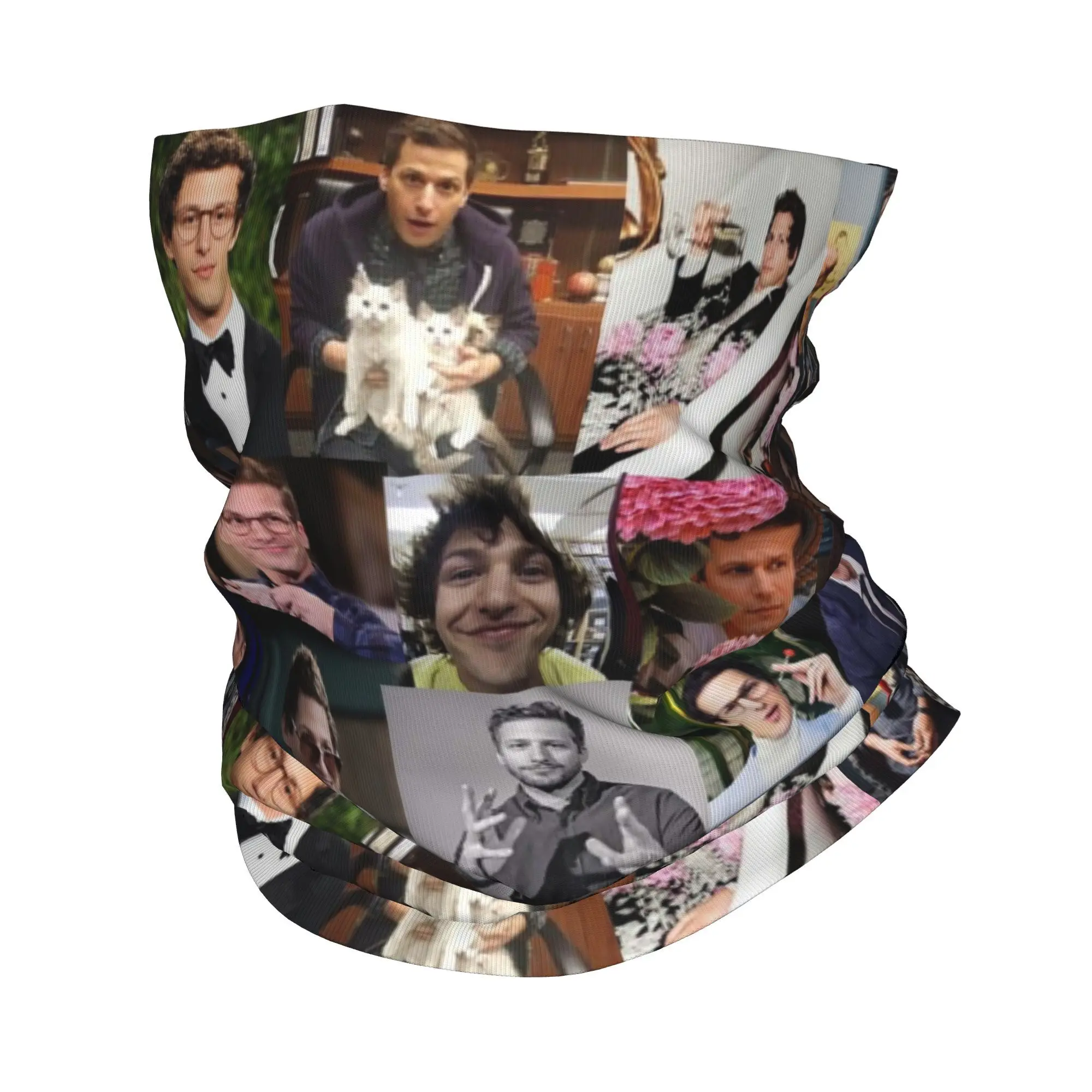 Andy Samberg (Jake peralta) pic 콜라주 Bandana Neck Gaiter 프린트 페이스 스카프 사이클링 스카프 남성용 여성용 통기성