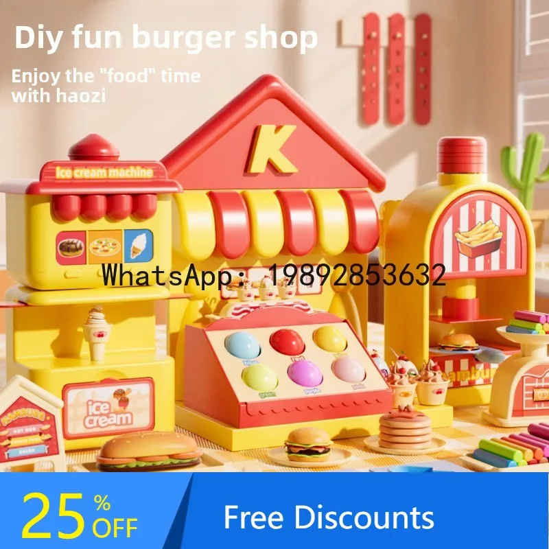 

Магазин мороженого, бургер, ролевые игры для девочек, игрушка «сделай сам», глиняная форма для тесто для игр