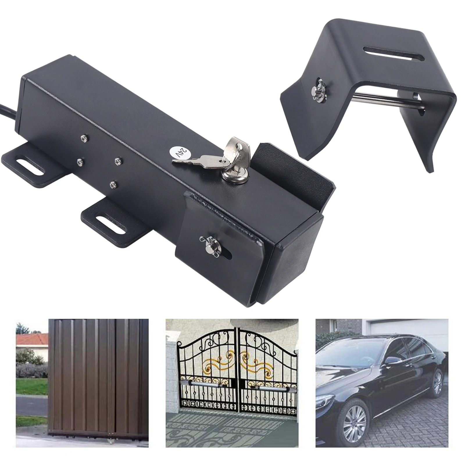 Residential Universal Antique Black 24V Electric Gate Latch Lock for Swing Gates Double or Single Leaf