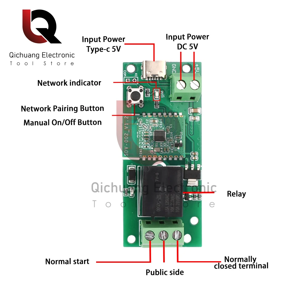 1Pc eWelink Smart USB DC 5V/7-32V DIY Single Channel Bluetooth WIFI Inching Self-Locking Wireless Smart Home Relay Switch Module