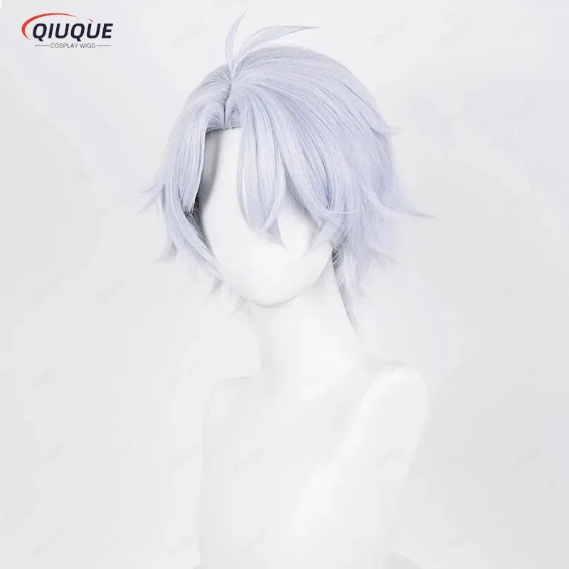 LQPhainon コスプレウィッグ ショート シルバー ライトブルー ウィッグ 耐熱人工毛 ハロウィンウィッグ + ウィッグキャップ