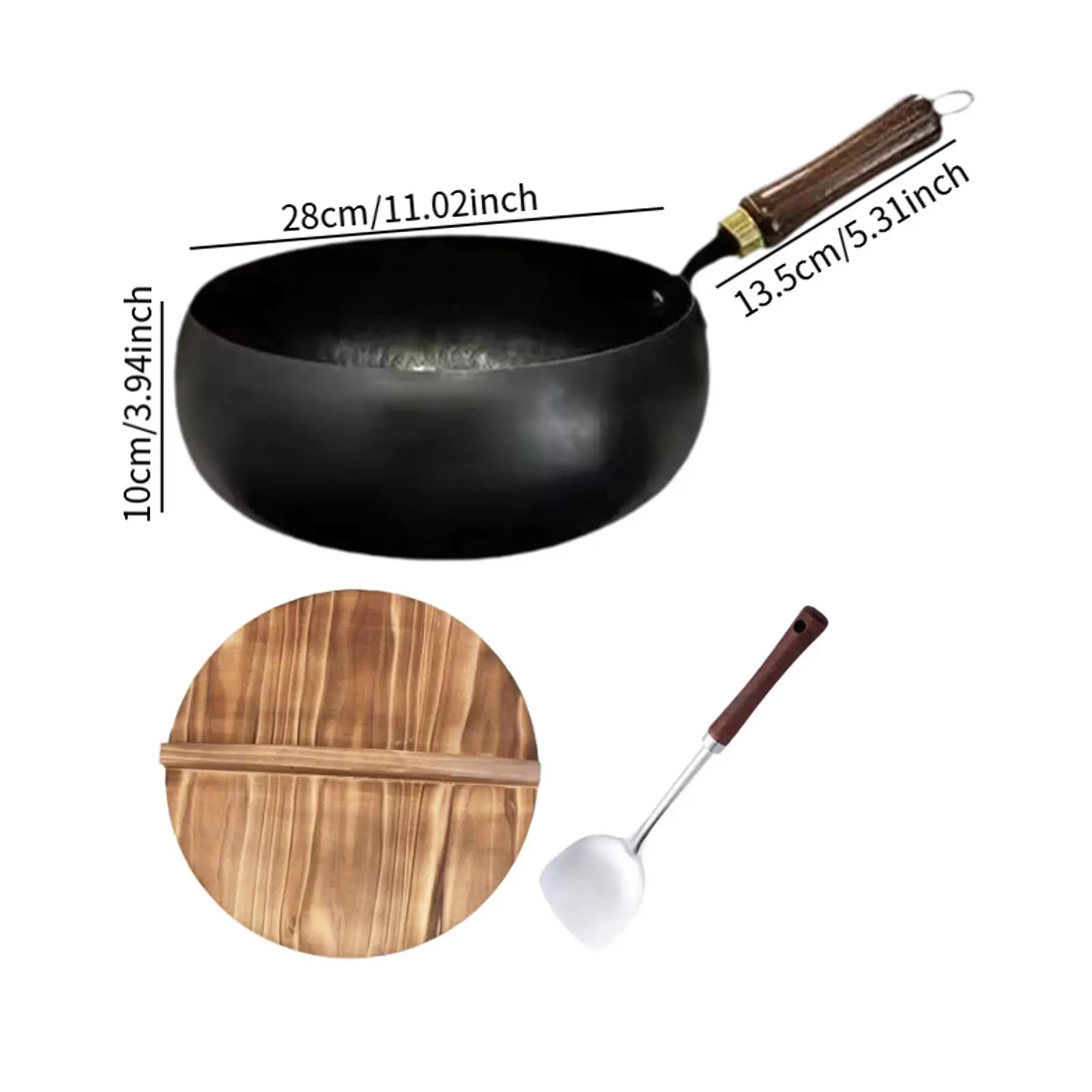 24 centimetri/28 centimetri Antiaderente Stir Fry Pan Ferro Wok Pan Padella Per Uso Domestico per Induzione Elettrica e Stufa A Gas utensili da cucina con coperchio