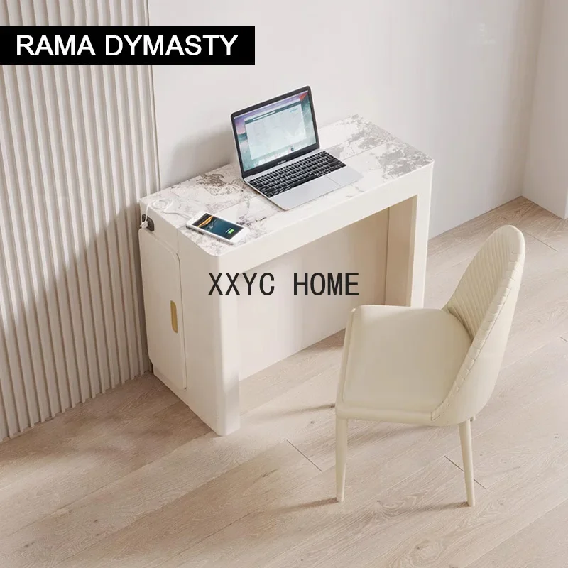 

Nordic Slate White Folding Dining Table Dining Chair Small Apartment Retractable Slate Dining Table Home