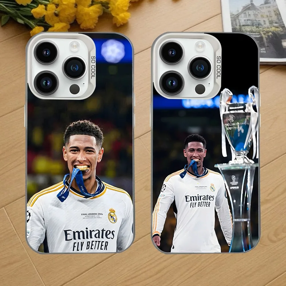 

Football J-Jude Real M-Madrid Phone Case For iPhone 16,15,14,13,12,11,Mini,Pro,SE,MAX White Matte Shockproof Cover