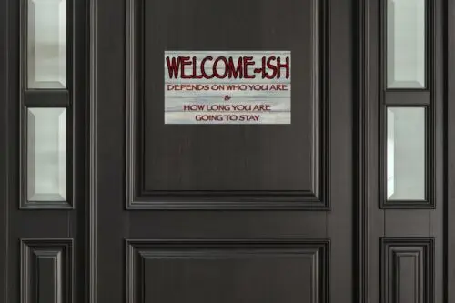 WELCOME-ISH Door Hanger Sign Metal Aluminum 4