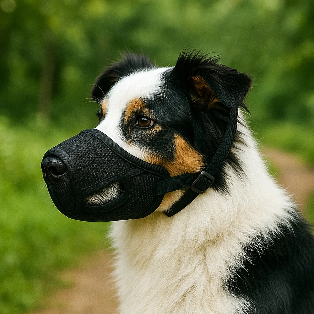 Hunde-Maulkorb aus atmungsaktivem Netzgewebe für Spaziergänge, Beißschutz, Alarmfunktion, Verhinderung von Bissverletzungen, Verstellbare Gesichtsmaske