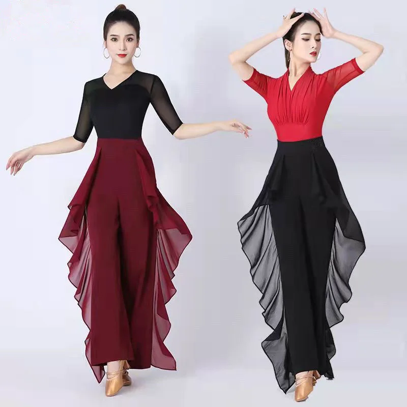 

Summer Dancing Wide-leg Pants Female Korean High-waisted Pants With Flounces And Versatile Pendants 2023 New Dancing Pants Women