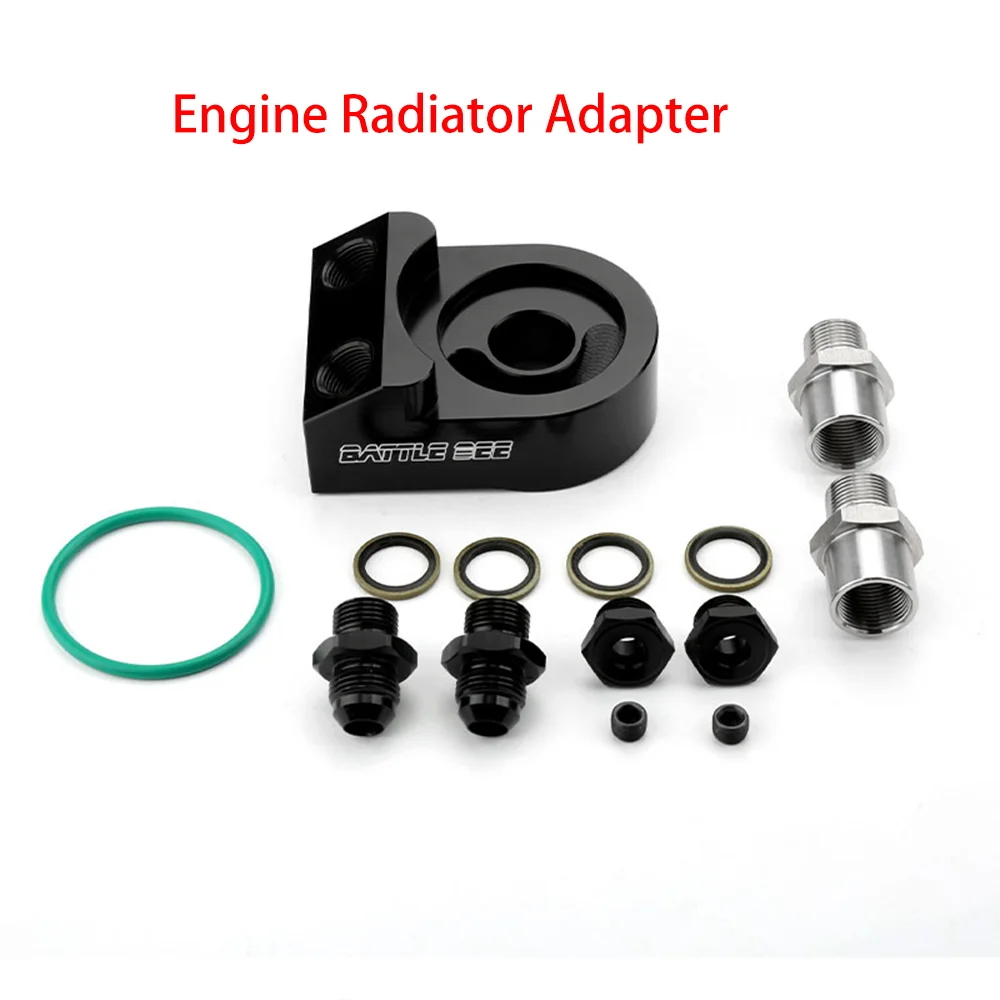 Engine Radiator Adapter Oil Cooler Filter Thermostat Sandwich Plate Elevation Angle 45° AN8 AN10 Aluminum Alloy CNC