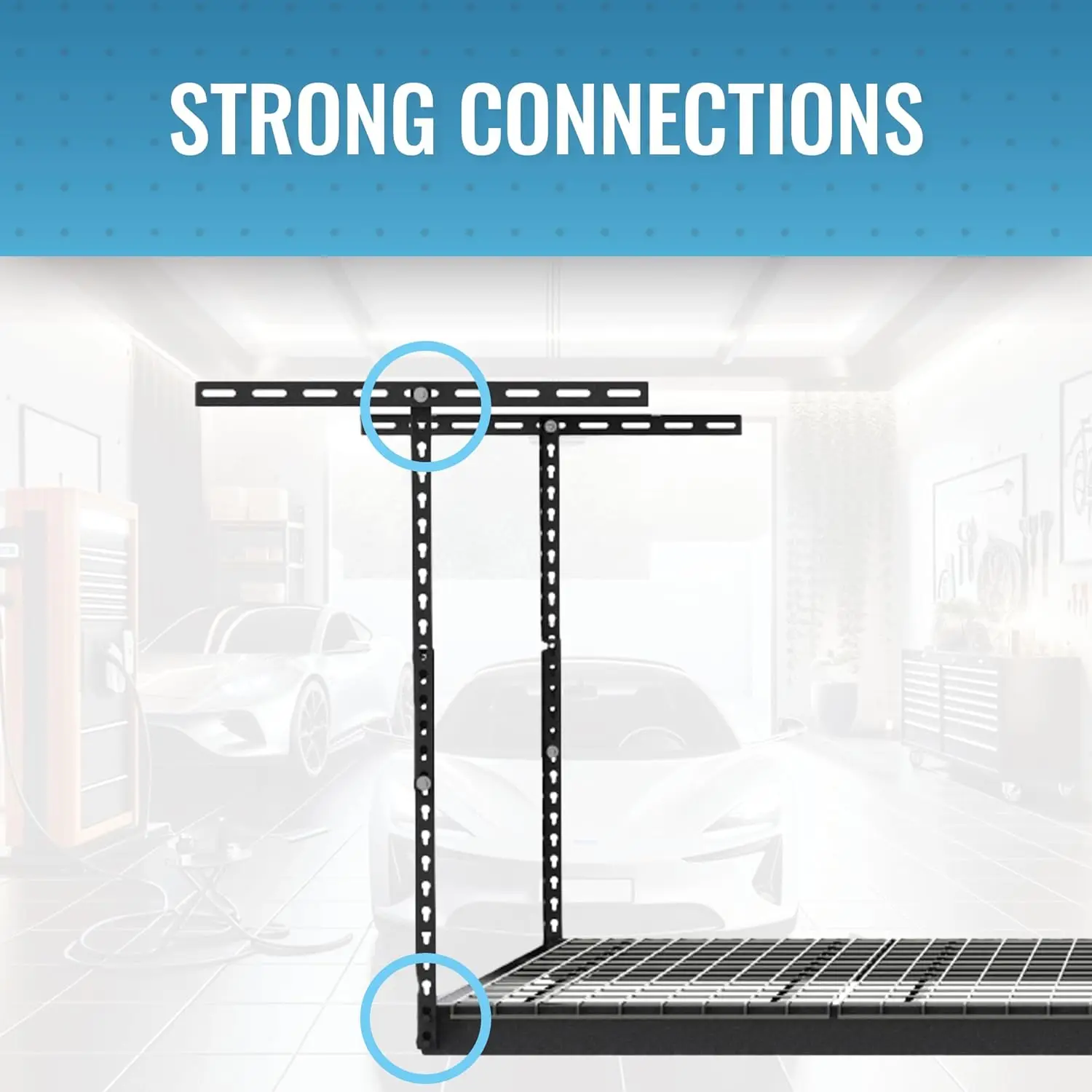 2แพ็ค4x8 monsterrax ที่เก็บของในโรงรถชั้นวางเพดานชั้นแขวนปรับได้18 "-33"