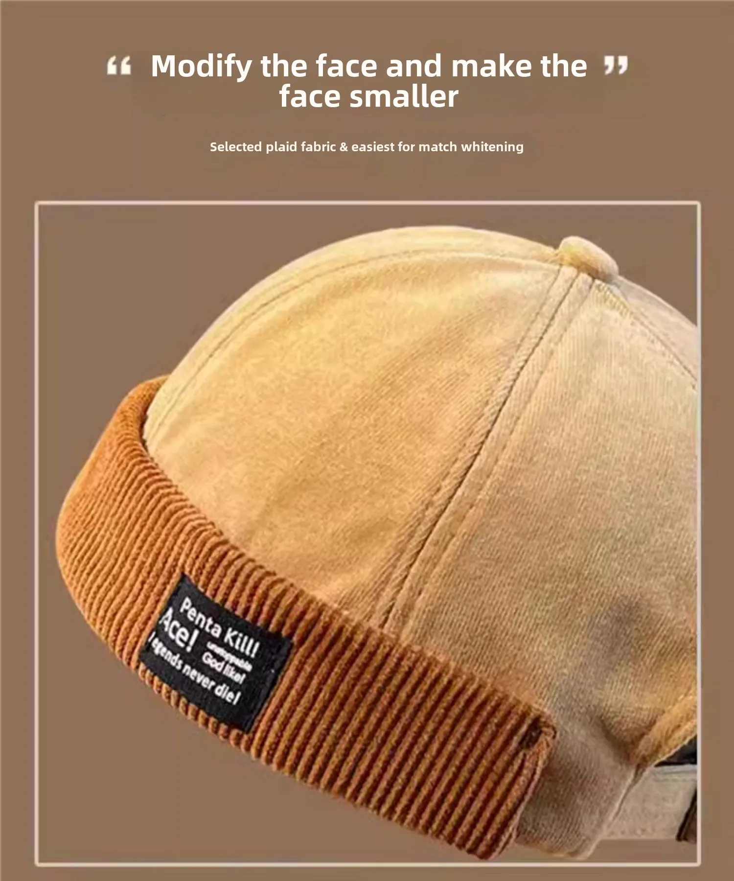 Y2K Vintage Beanie Mütze ohne Visier Docker Brimless Hüte Retro Dome Cord für Männer Frauen Hip Hop Streetwear Winter Herbst Cap – Detail 9