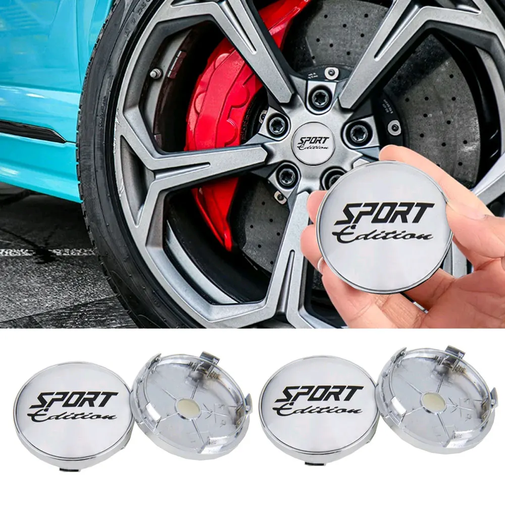 4PCS Universal Wheel Center Cap SPORT EDITION Logo Wheel Cover Hub Cap Rim Cap Car Accessories Silver/Black Exterior Styling