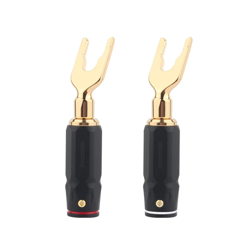 YYAUDIO 8Pcs Y Stil Spaten Banana Stecker Vergoldet Spaten Lautsprecher Banana Stecker Audio Schraube Gabel Stecker Adapter