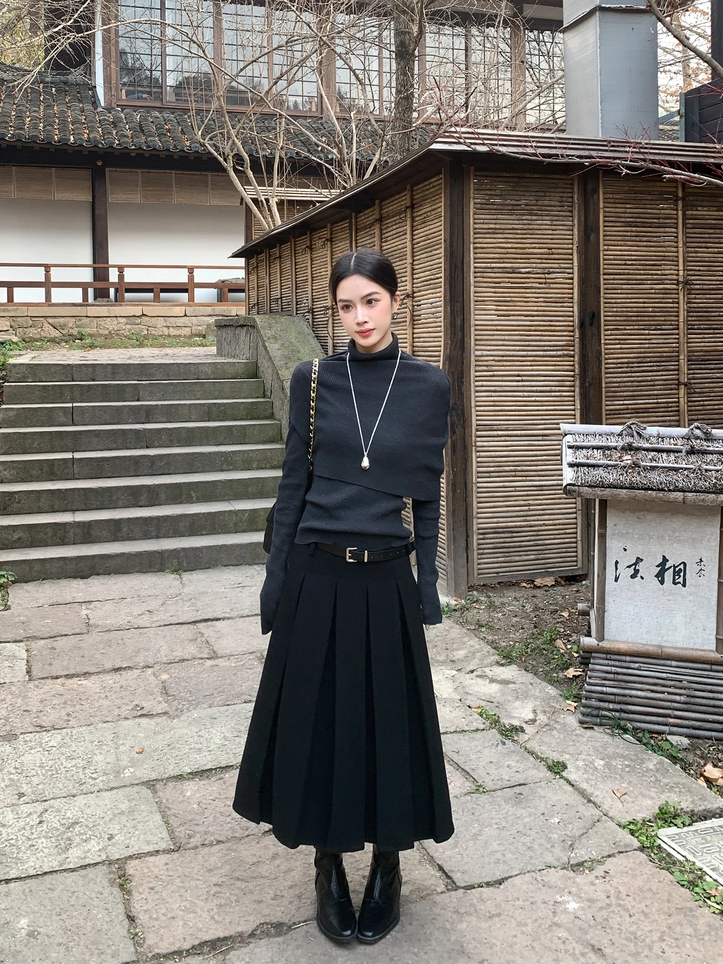 

Юбка миди из смесовой шерсти Ele Bla для женщин, новая коллекция осень-зима, теплая, повседневная, комфортная, А-силуэт, от BINGUO