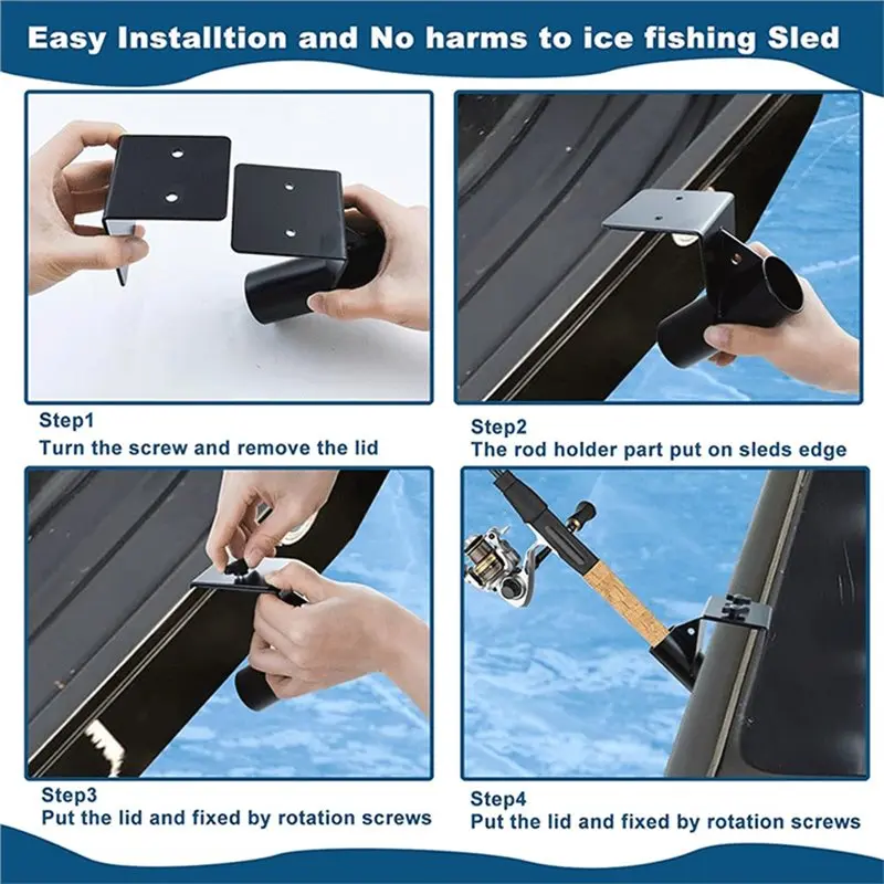 【가격 인하!】얼음낚시대 홀더 조절 가능 헤비 듀티 핸즈프리 슬레드 휴대용 낚시대 지지대