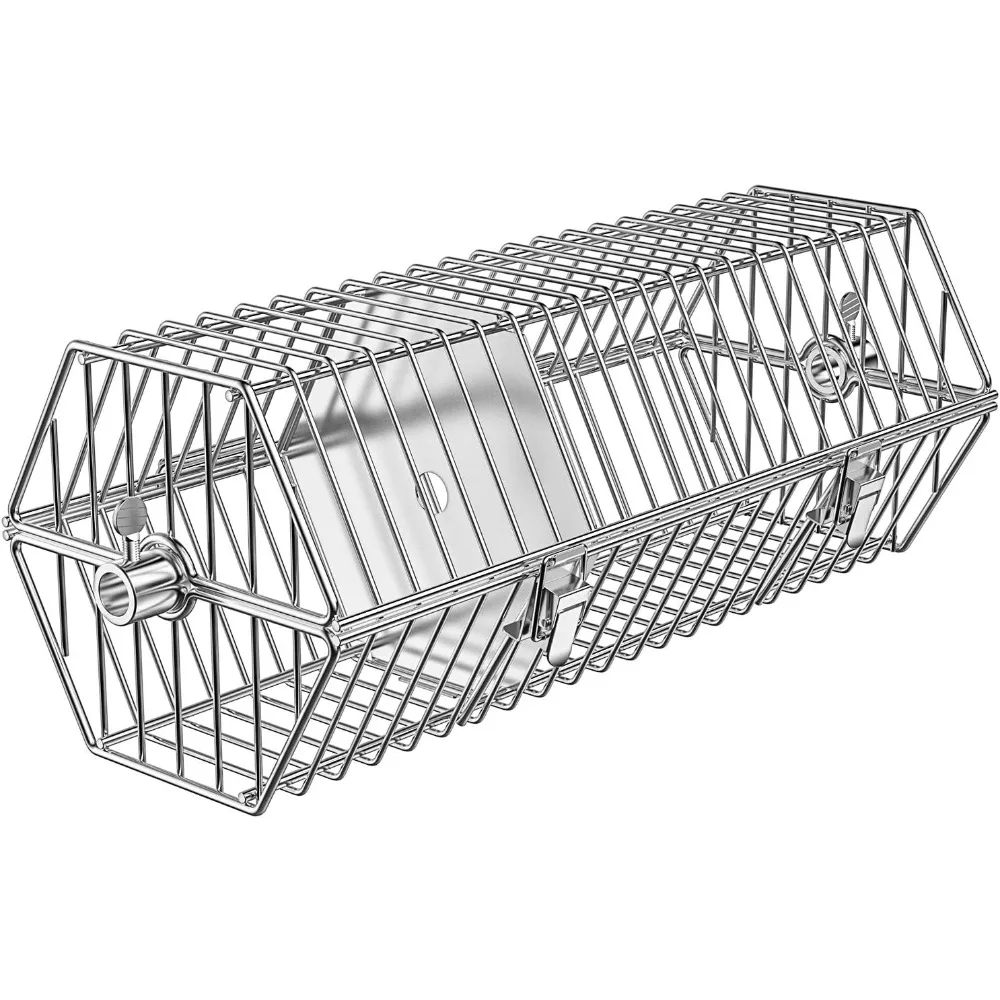 

17-дюймовая круглая корзина для гриля из нержавеющей стали, кухонный аксессуар, подходит для большинства грилей