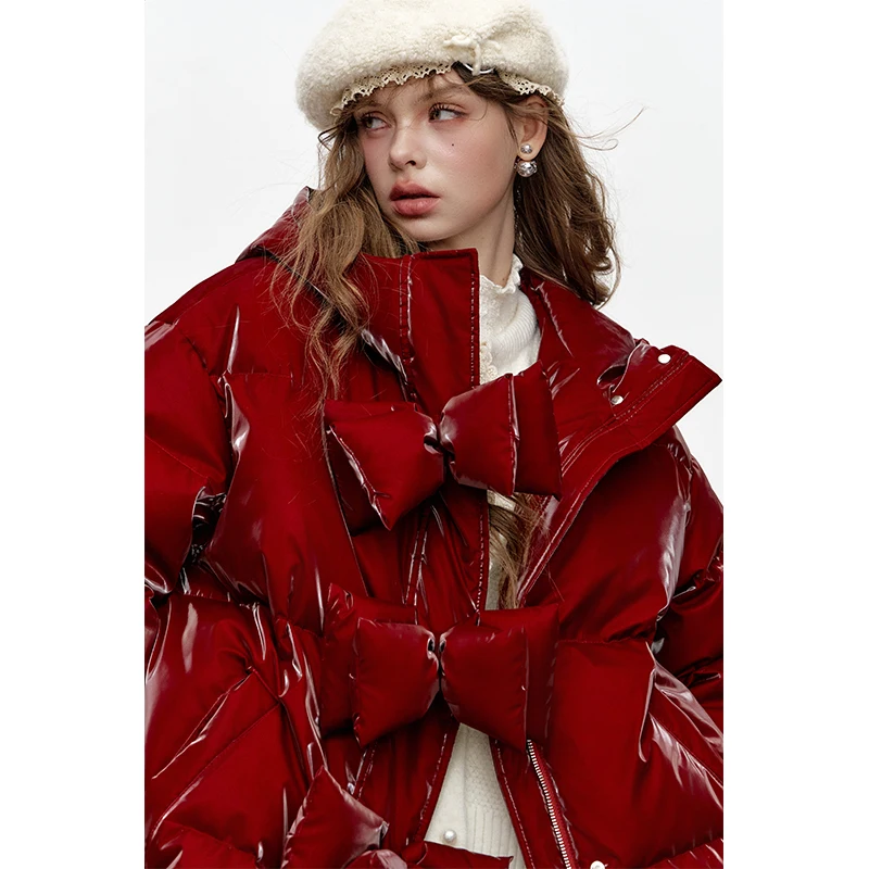 سترة ELFSACK Y2K كاجوال فضفاضة لامعة وقصيرة للنساء #4