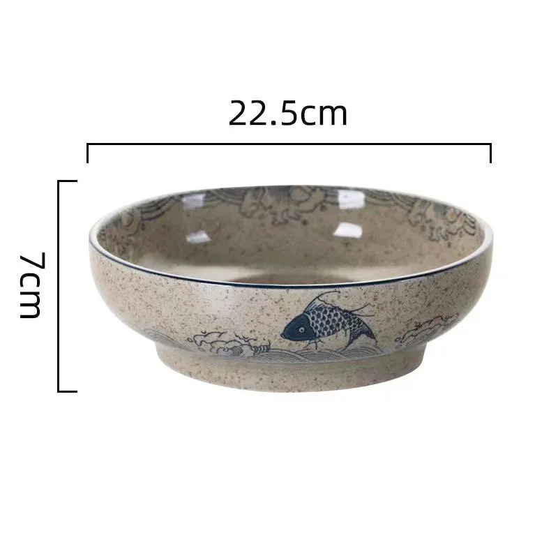 Japanese Style 9Inch Retro Ceramic Soup Bowl Household Ramen Noodle Bowls Commercial Pickled Cabbage Fish Large Bowl