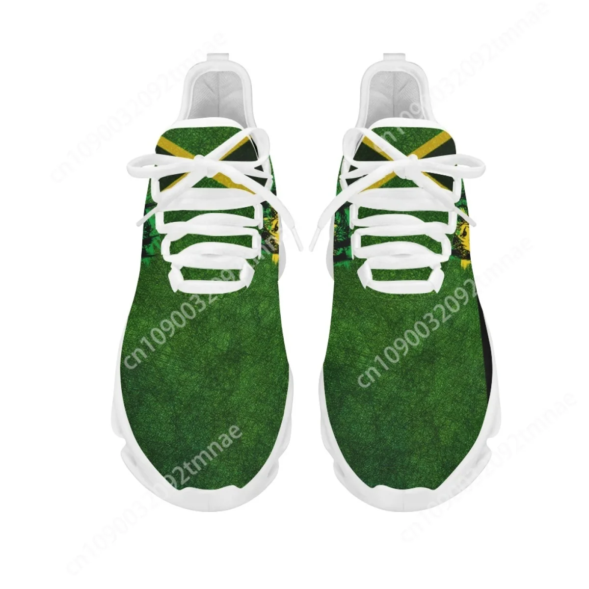 Custom Jamacia Flag Lion Print Lady Lace-up Mesh Sneakers Comfortable Platform Shoes for Women Lightweight Walk Zapatillas